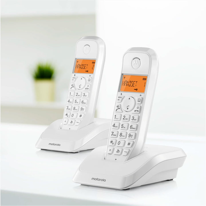 Motorola S1202 Duo Schnurloses Telefon, Weiss