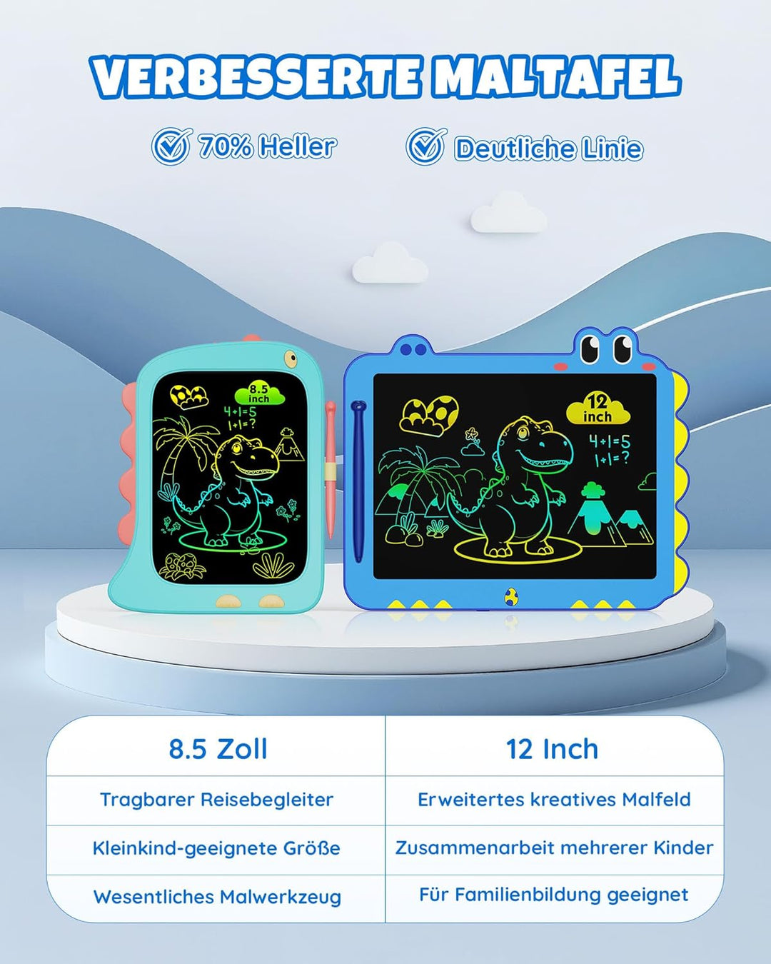 ORSEN LCD Schreibtafel Spielzeug ab 3 4 5 6 7 8 Jahre alt Junge Mädchen, 12 Zoll Bildschirm Zeichenb