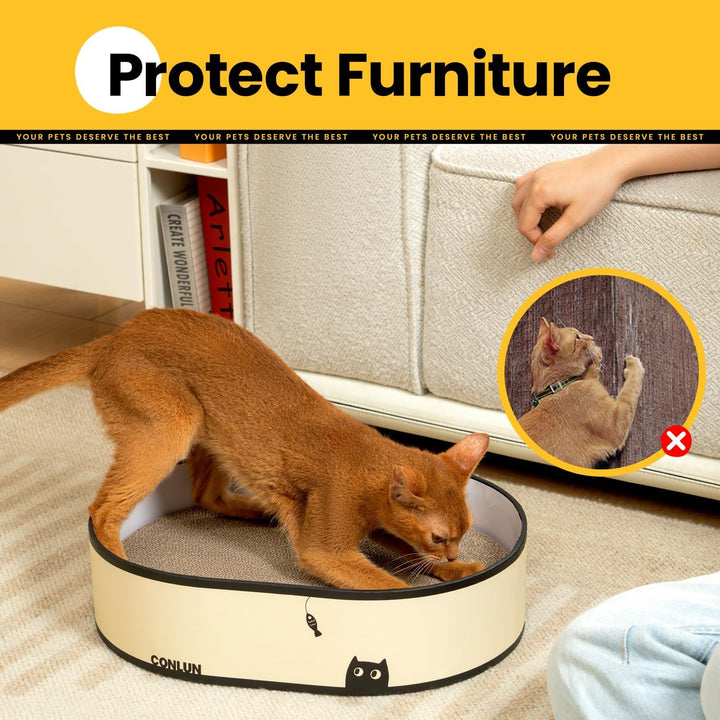 Conlun Kratzbrett Katze, Kratzbox mit 4 Katzen Kratzpappe,Wendbare Katzenkratzbretter aus Robustem W