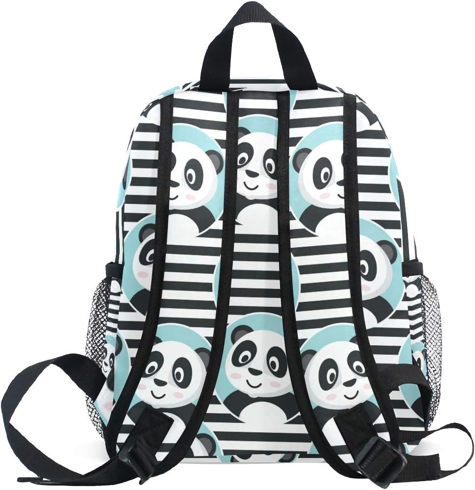Kinderrucksack Netter Panda im blauen Kreis auf Streifen-Kindergarten-Vorschul-Tasche für Kleinkind-