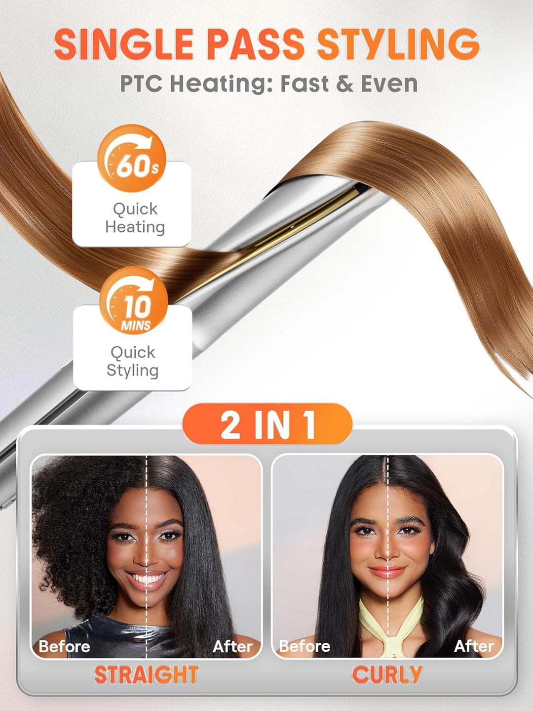 SHEGLAM Sleek Chic Twist Kiss Glätteisen – 2-in-1 Stylinggerät (Glätten & Locken), 1-Zoll-Barrel, 60