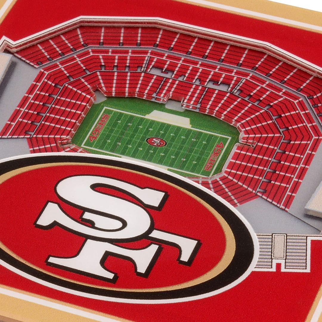 YouTheFan NFL 3D Team StadiumViews 4x4 Coasters - Set of 2 San Francisco 49ers 4" x 4" Teamfarbe, Sa