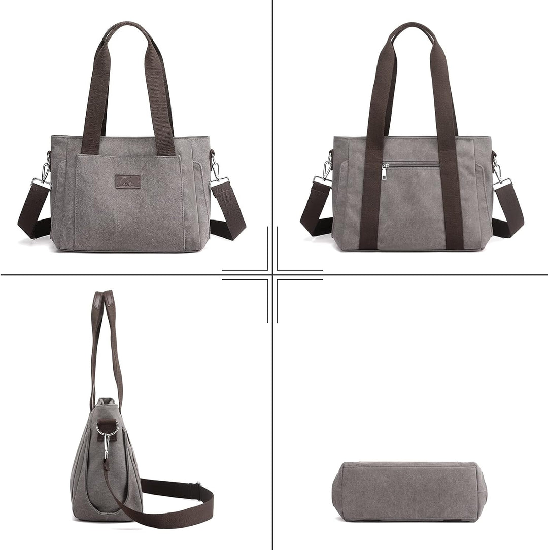 PORRASSO Damen Umhängetasche Segeltuch Handtasche Casual Schultertasche Hobotasche mit Mehreren Tasc