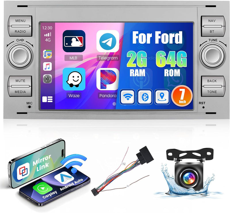 [2G+64G] Hikity Autoradio Navi Für Ford Transit Fiesta Focus Mondeo Kuga Galaxy S-Max Android 13 Wir