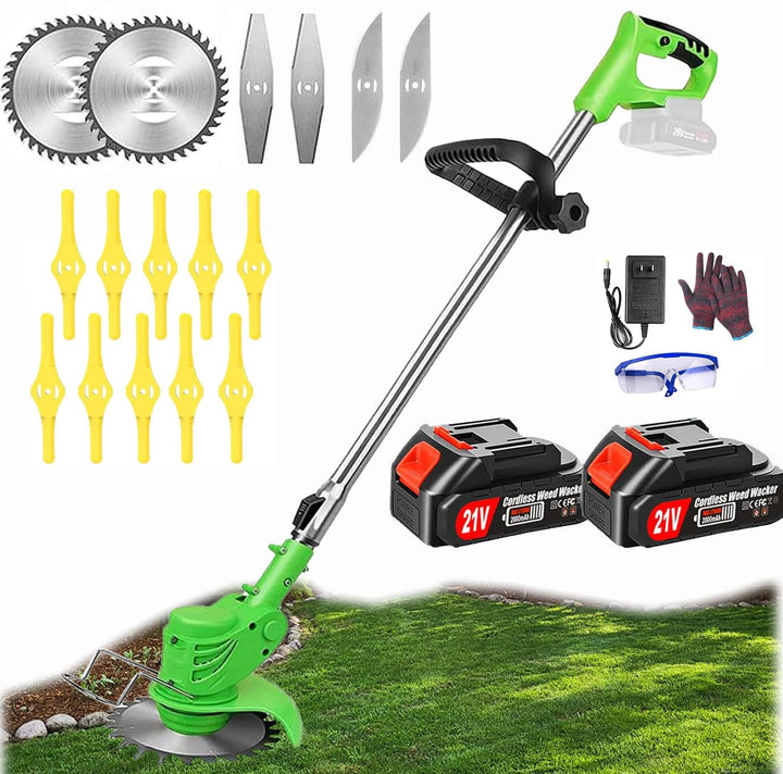 Akku-Freischneider mit Akku (2 x 4,0A Akku und 1 Schnellladegerät) und Motor, Rasentrimmer, Mini-Ras