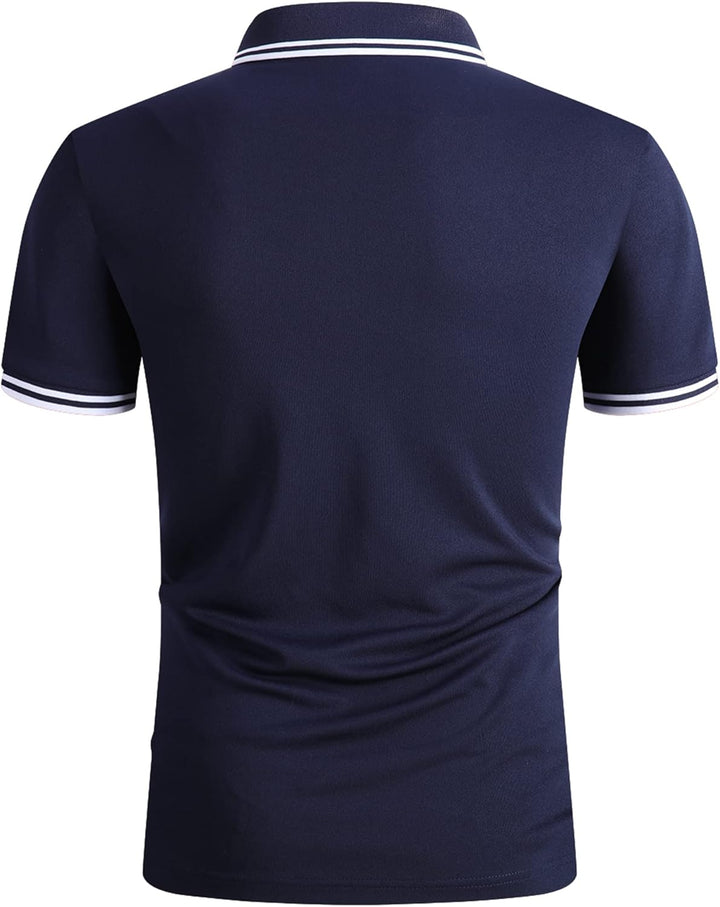 geeksport Poloshirts Herren Kurzarm Tennis Slim Fit Golf Polo Shirt Männer Sport Schnelltrocknend At