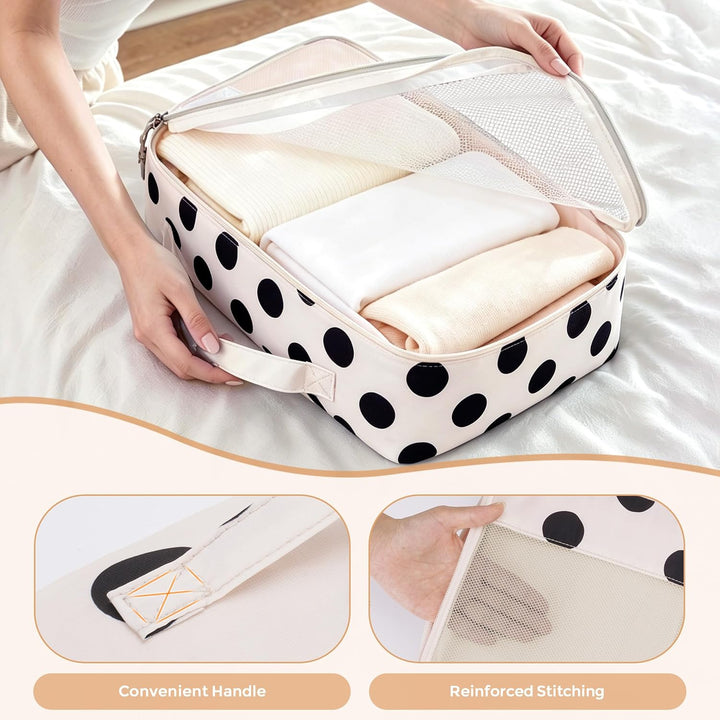 ECOHUB Koffer Organizer 7-teilig mit Stilvollem Designs für Reisen Classic Dot, Classic Dot