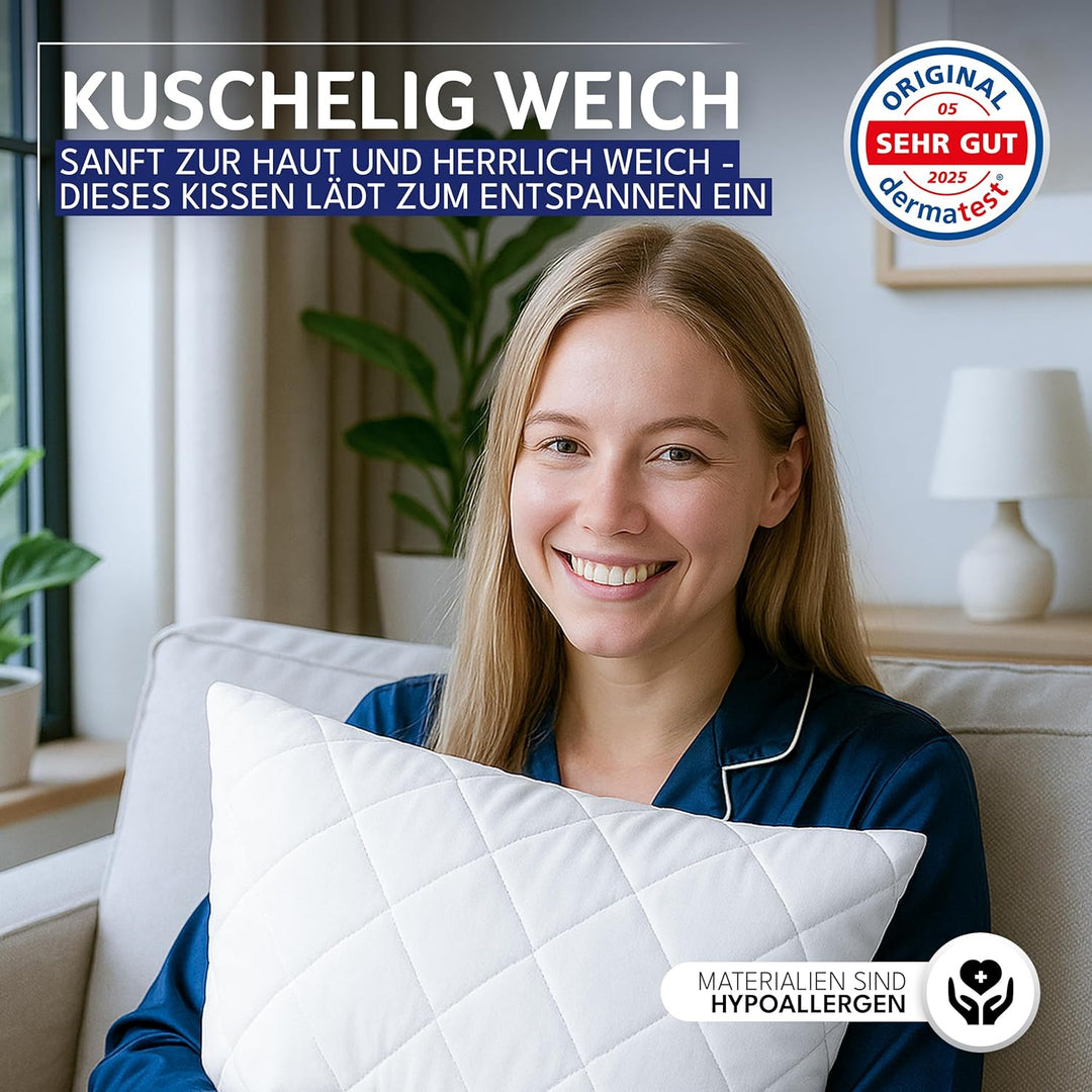 Gentle North Kopfkissen (45x45 cm gross) - 4er Set Kissen für Bett und als Dekokissen - Mit Reissver