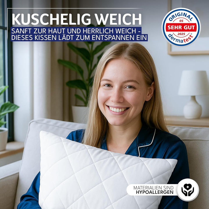 Gentle North Kopfkissen (45x45 cm gross) - 4er Set Kissen für Bett und als Dekokissen - Mit Reissver