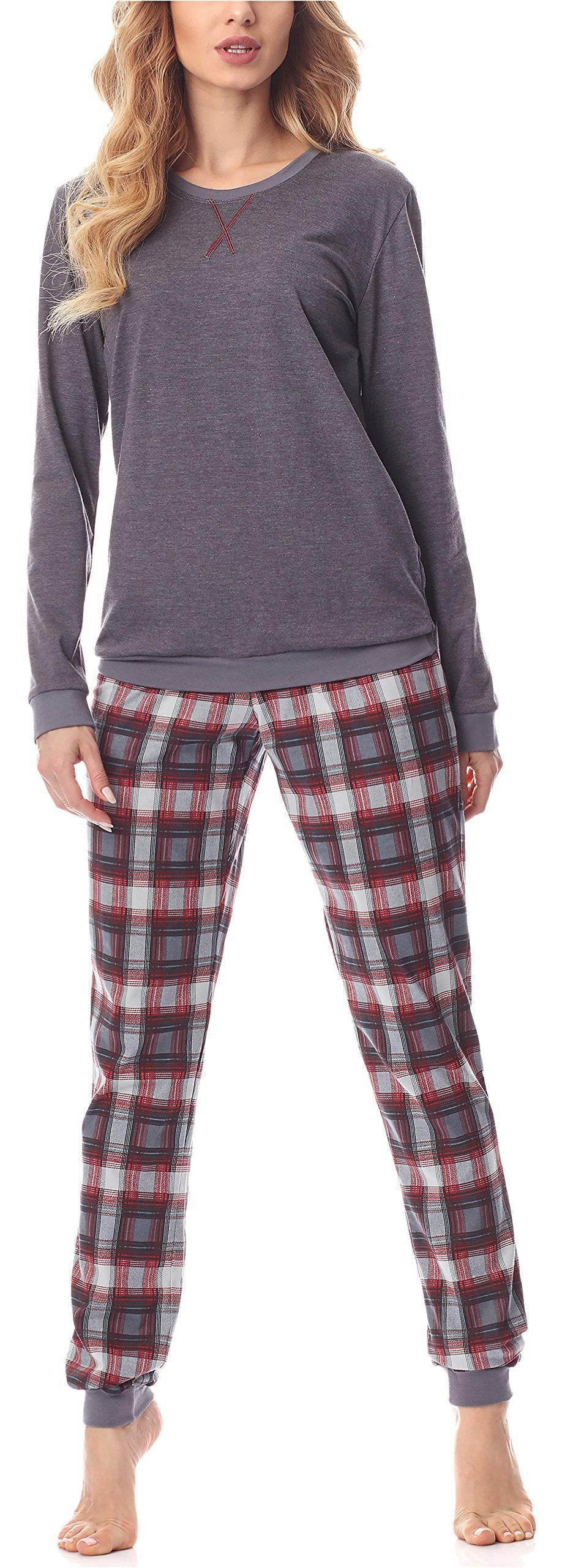 Merry Style Damen Schlafanzug MS10-168 S Dunkelmelange Burgund, S Dunkelmelange Burgund