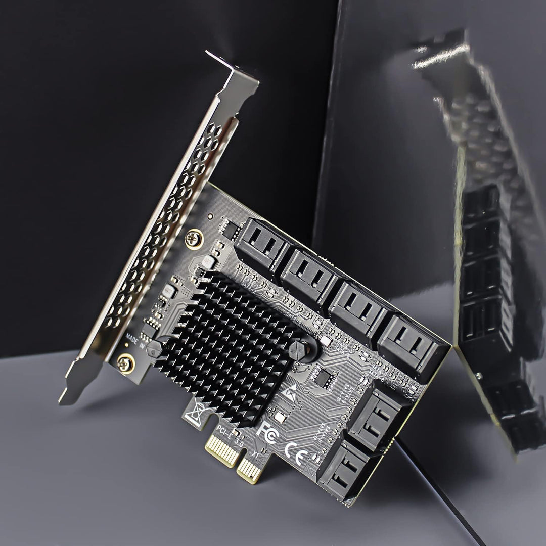 glotrends PCIe SATA Adapterkarte mit 12 Port SATA III 6Gbps (inklusive SATA Kabel und 15PIN SATA Spl