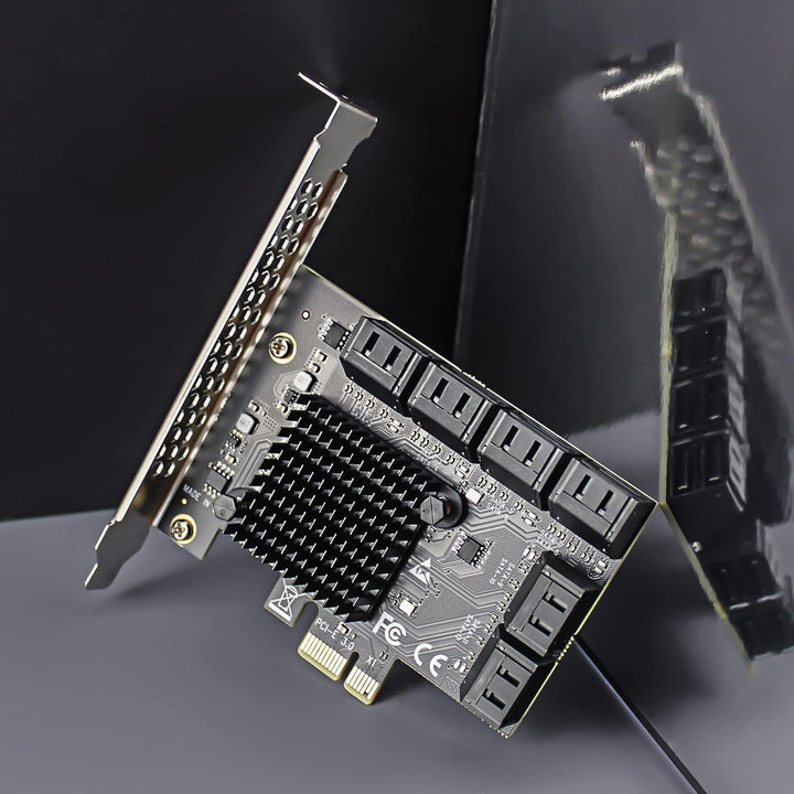 glotrends PCIe SATA Adapterkarte mit 12 Port SATA III 6Gbps (inklusive SATA Kabel und 15PIN SATA Spl