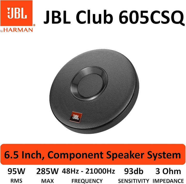 JBL Club 605CSQ 2-Wege KFZ Soundsystem - 285 Watt Komponenten Auto Lautsprecher Boxen Set mit 160mm