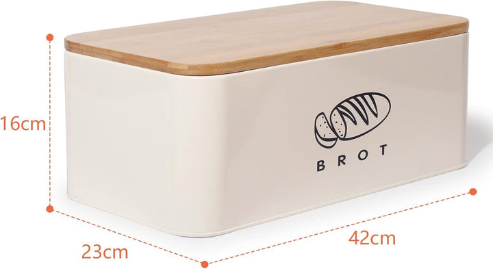 Theo&Cleo Brotkästen mit Deckel, 42 * 23 * 16cm, Deckel aus Ökologisches Bambus, Kann als Schneidebr