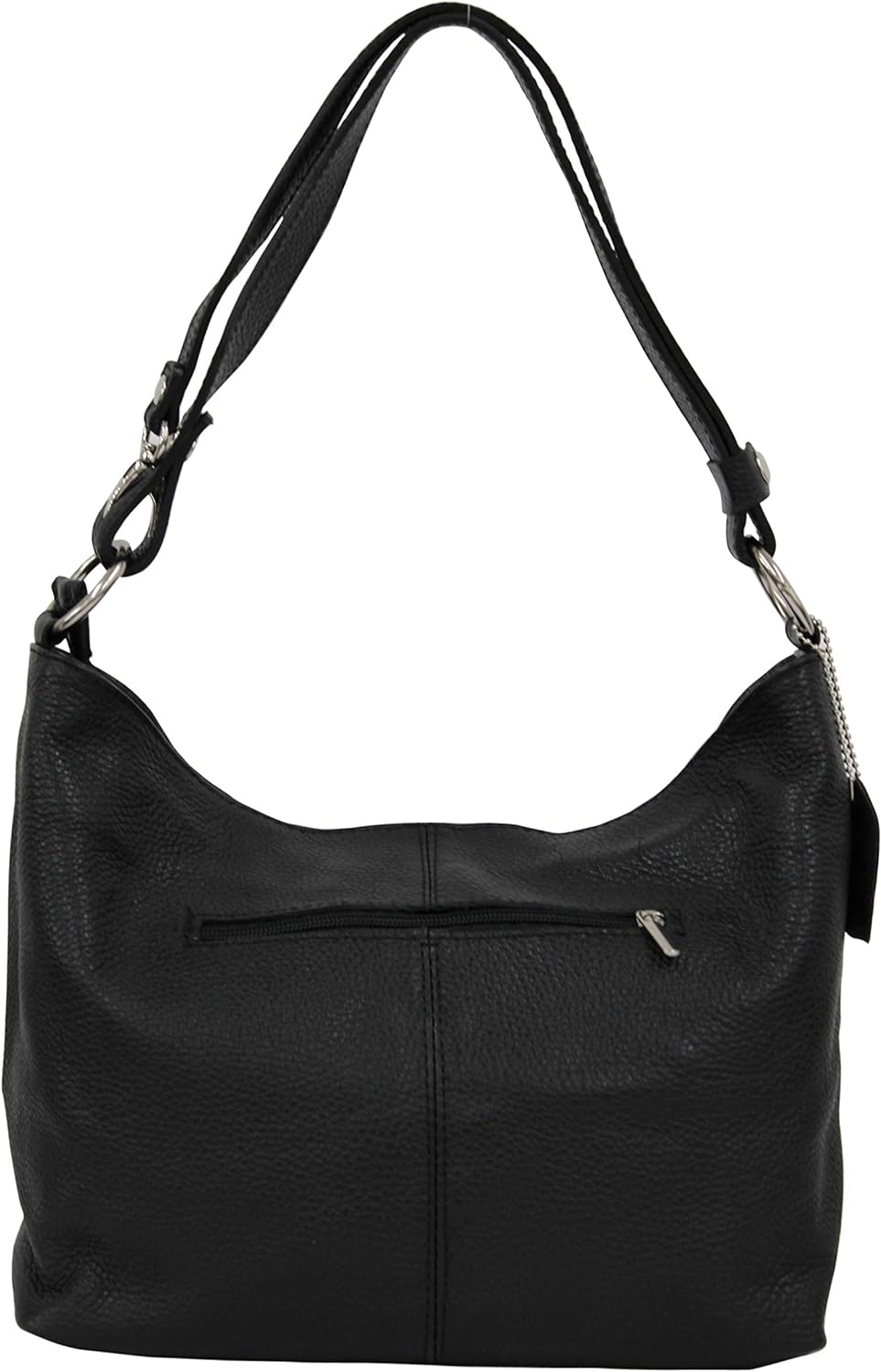 AMBRA Moda Damen Leder Handtasche Schultertasche Umhängetasche Hobo bag GL005 Schwarz Black, Schwarz