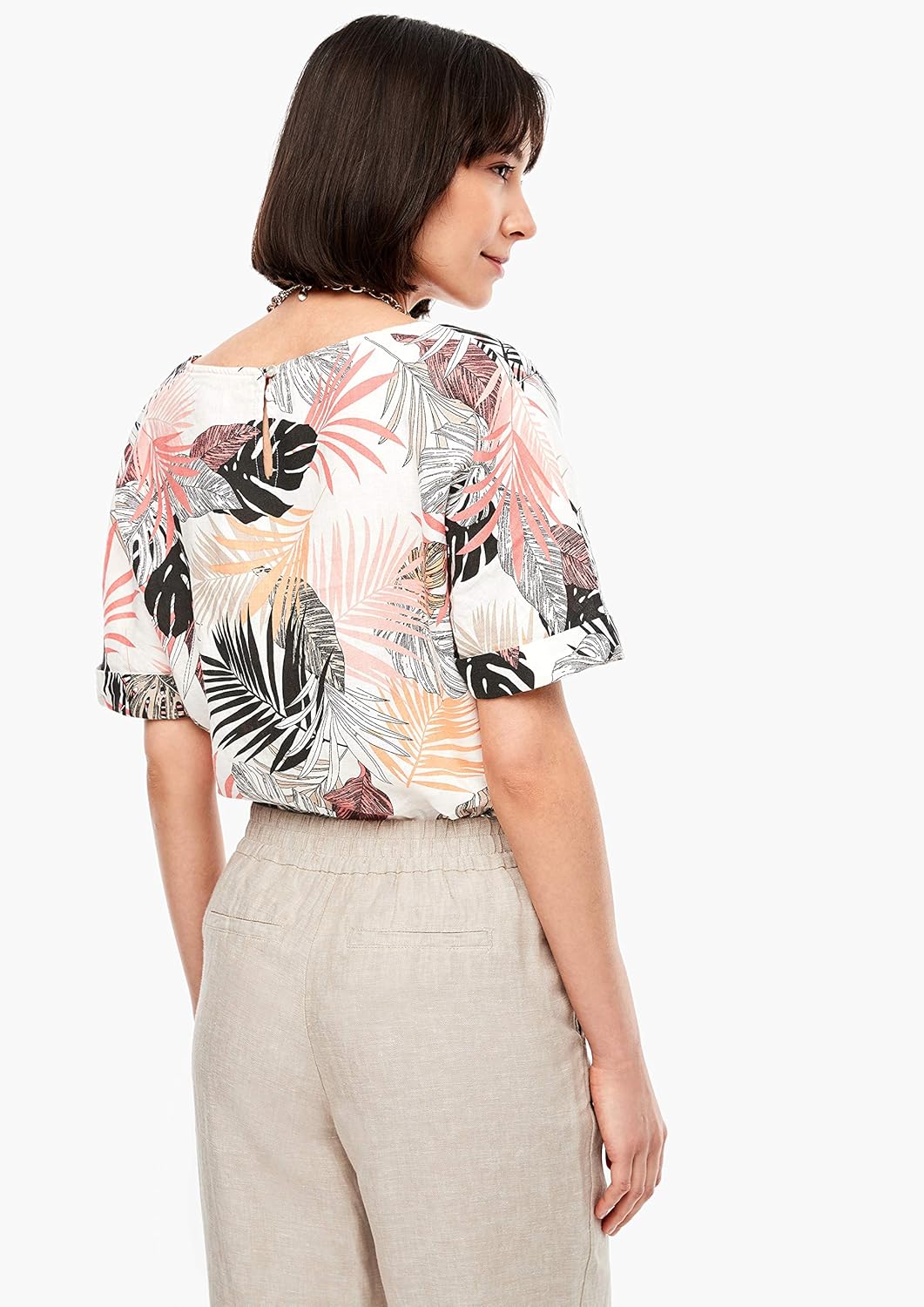 s.Oliver Damen Kurzarm Bluse 42 02a3 Off-white Aop, 42 02a3 Off-white Aop