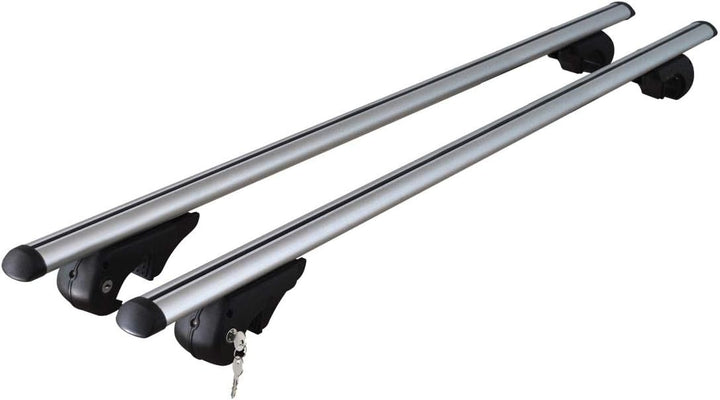 VDP Dachträger Rio 120 + Skiträger/Snowboardträger/Skihalter Alu 4 Paar Ski kompatibel mit Skoda Oct