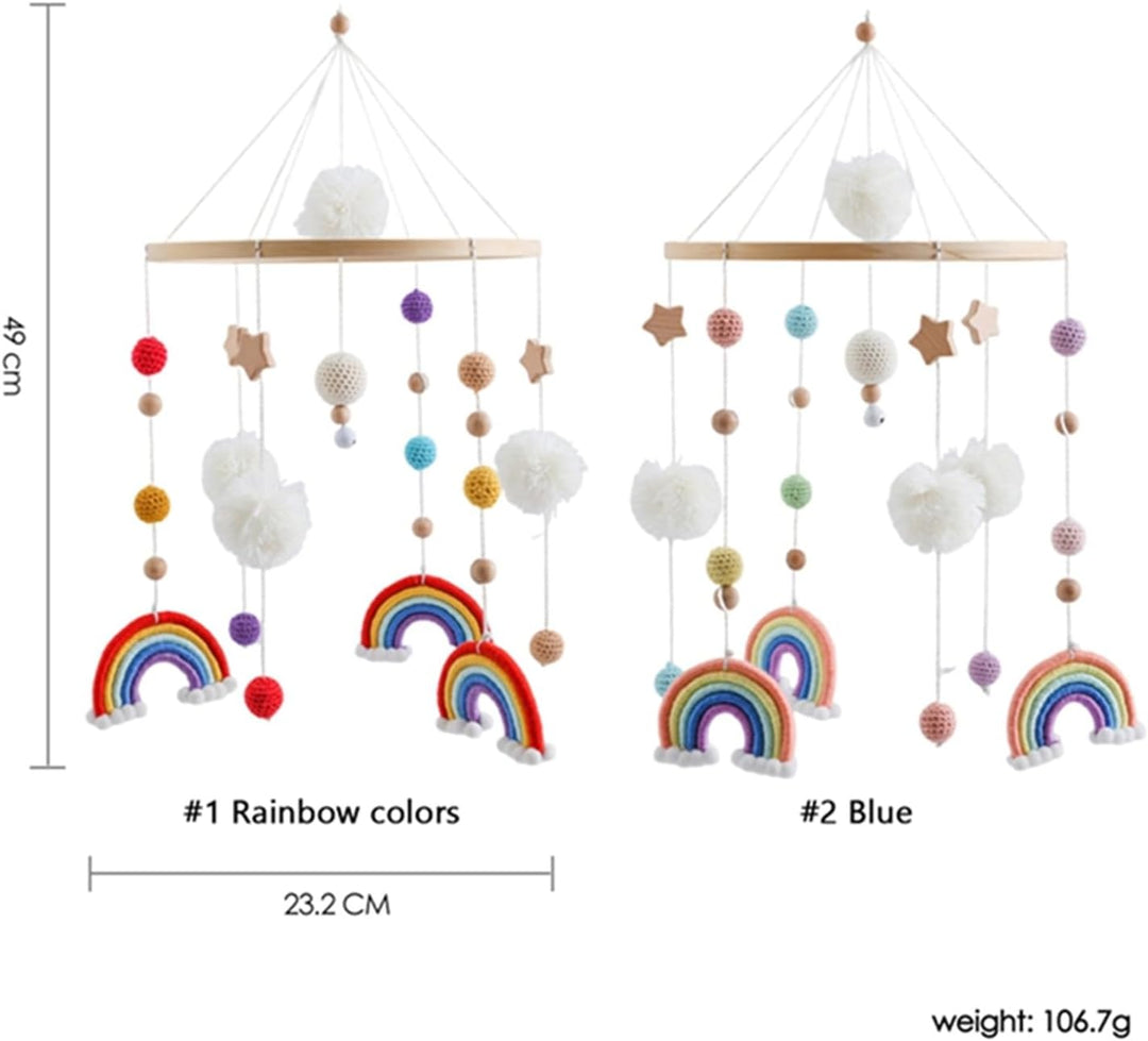 Herfair Mobiles Baby, Regenbogen Babybett Hölz Windspiele mit Bäll, Baby Mobile, Anhänger Babyzimmer