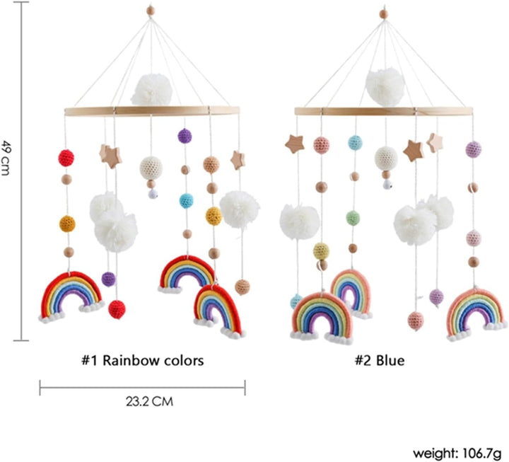 Herfair Mobiles Baby, Regenbogen Babybett Hölz Windspiele mit Bäll, Baby Mobile, Anhänger Babyzimmer
