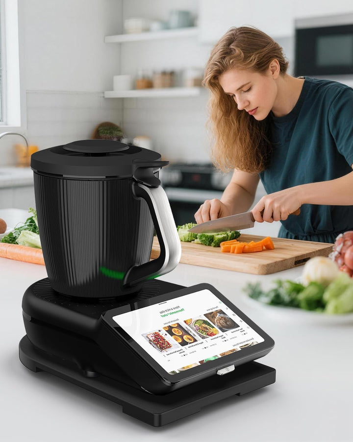 Bambus Gleitbrett für Thermomix TM7 - Zubehör für TM7 mit Rollen und rutschfest Gummifüsse, Schützt