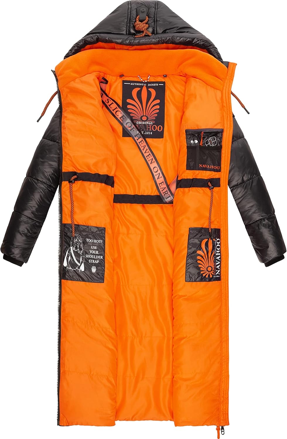 Navahoo Damen Warmer Winter Steppmantel mit Kapuze Schmuseengel XS-XXL XXL Schwarz, XXL Schwarz