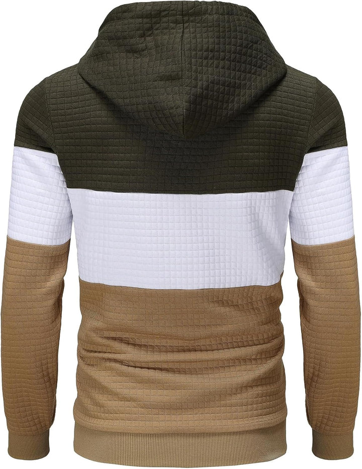 YuKaiChen Herren Pullover Herren Patchwork Hoodie Langarm Jacquard Kaputzenpullover Farbblock Sweats