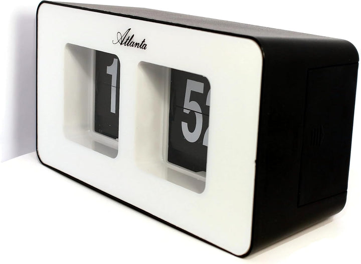 Atlanta Moderne Tischuhr Quarz mit Retro Flip Anzeige - 4464/0 Schwarz/Weiss, Schwarz/Weiß