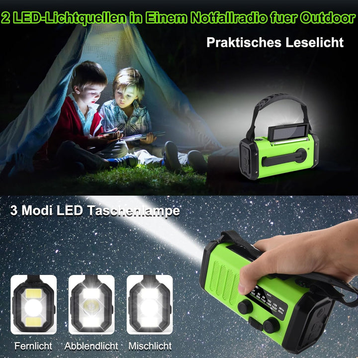 20000mAh Solar Radio, Tragbar Kurbelradio AM/FM Notfallradio mit 10000mAh Wiederaufladbar Powerbank,