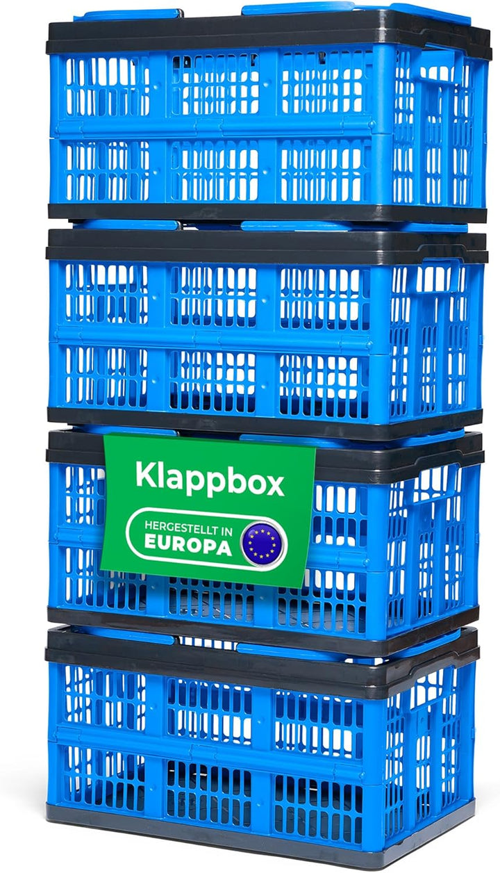 Novaliv Klappbox Blau 4er Set - 16L Faltkorb mit Henkeln - Vielseitiger Einkaufskorb - Praktische Au