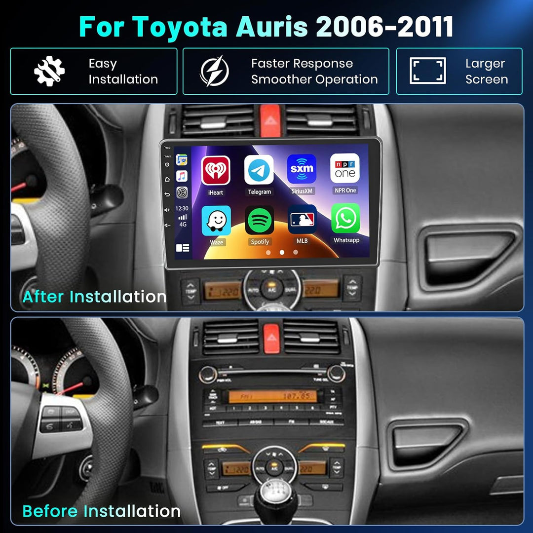 Hikity 4+64GB Android 15 Autoradio für Toyota Auris 2006-2011 Mit Wireless Carplay Android Auto, 10.