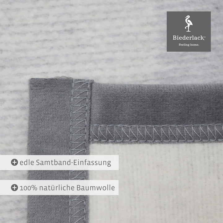 biederlack® Kuscheldecke Pure Cotton Karo grau, Sofadecke in 150x200 cm