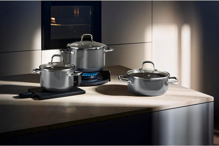 WMF Fusiontec Essential Kochtopf gross, 20 cm, Glasdeckel, Fleischtopf Induktion, 3,7l, High-Tech Ke