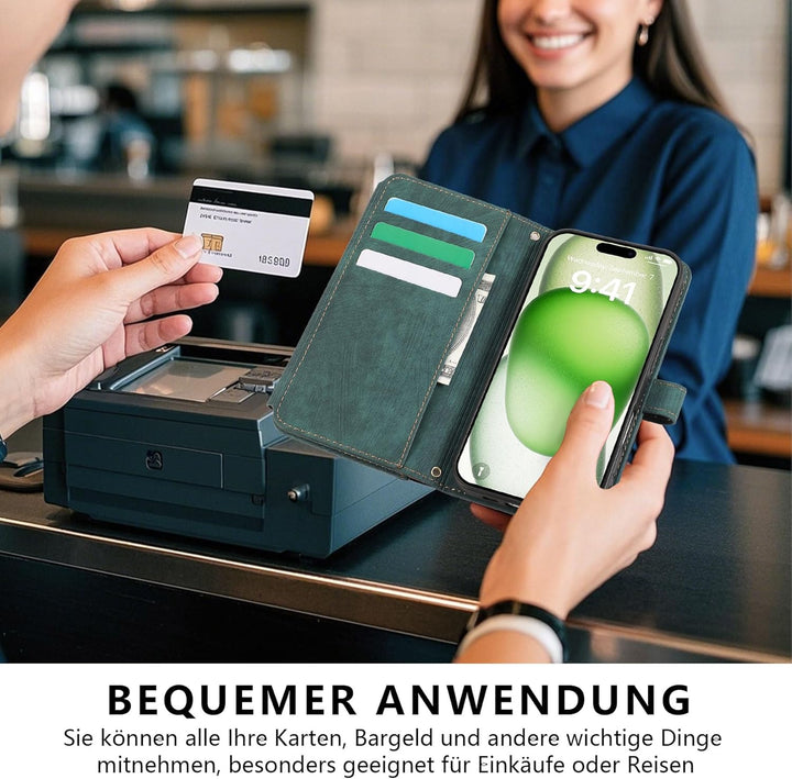 ZCDAYE Hülle für iPhone 17 Pro Max mit Band Handykette, Leder Handyhülle Handytasche mit Kordel Kart