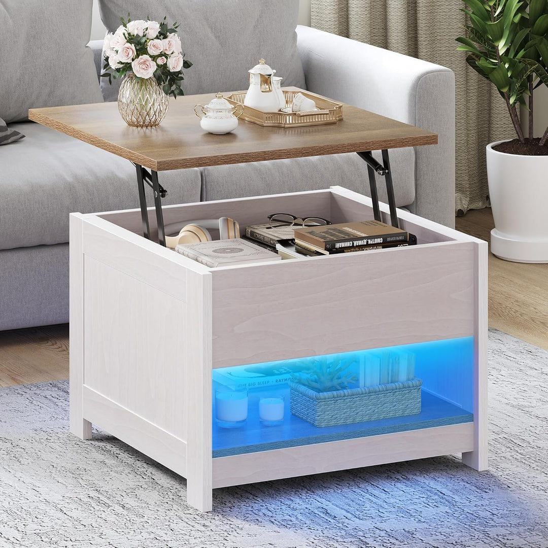 YITAHOME Couchtisch mit Hebeplatte, Quadratisch Couchtisch Höhenverstellbar, Wohnzimmertisch Modern