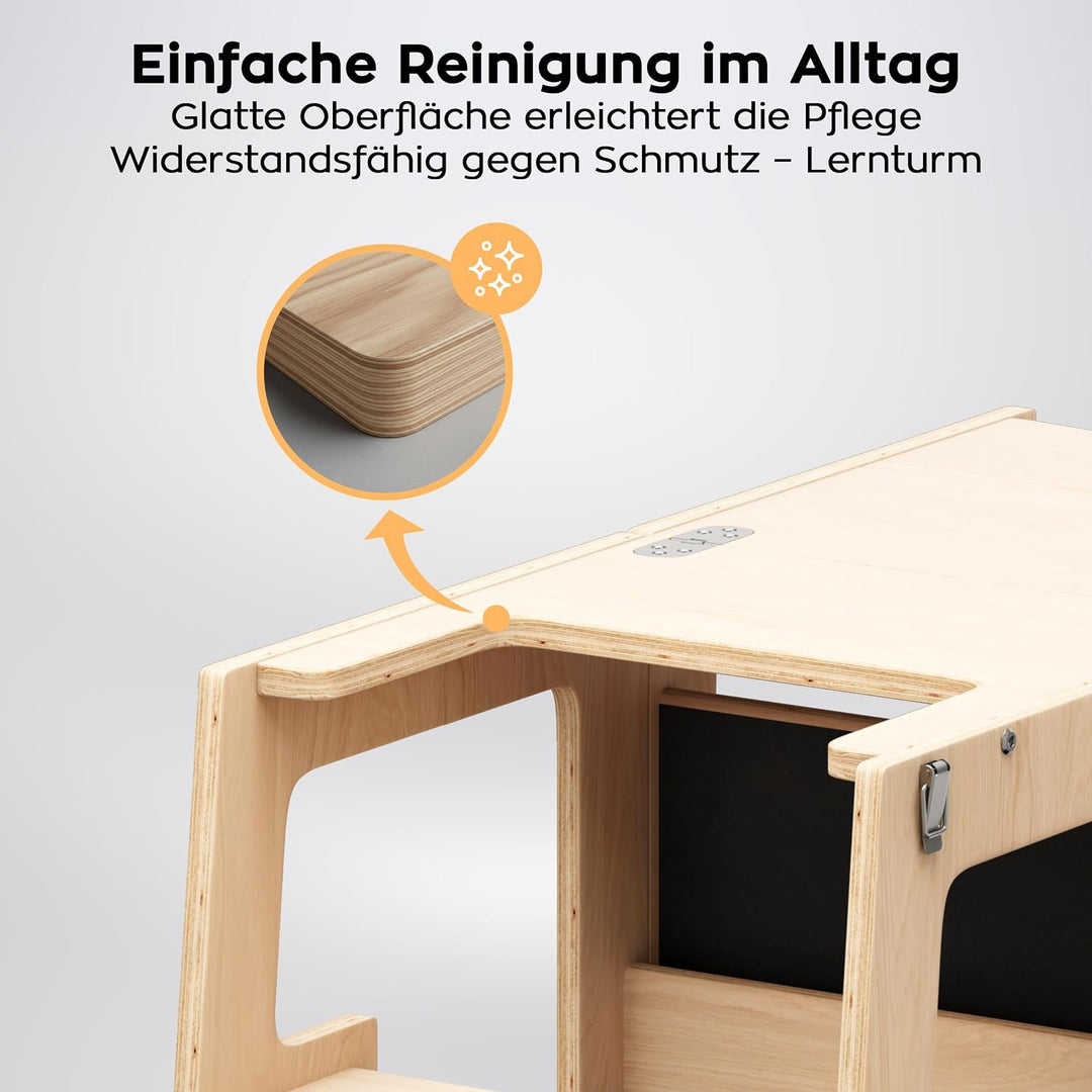 Tulano Mooby 35 Lernturm 3 in 1 für Kinder ab 1 Jahr – Montessori Kitchen Helper umbaubar zu Tisch m