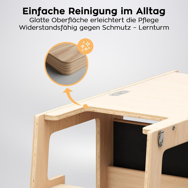 Tulano Mooby 35 Lernturm 3 in 1 für Kinder ab 1 Jahr – Montessori Kitchen Helper umbaubar zu Tisch m