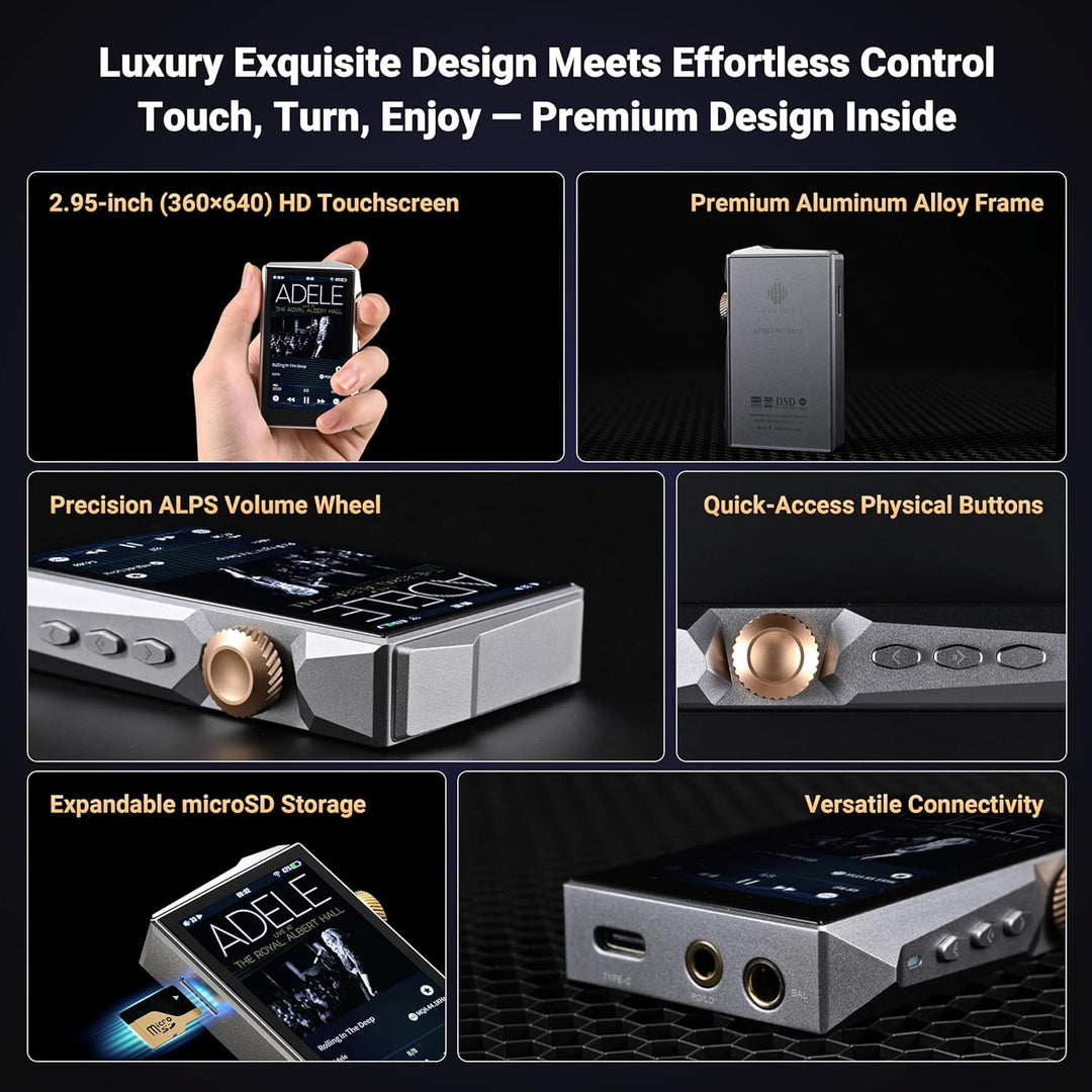 Hidizs AP80 PRO MAX MP3 Player mit Bluetooth WLAN, Hi-Res Streaming DLNA und AirPlay Wireless, Zwei