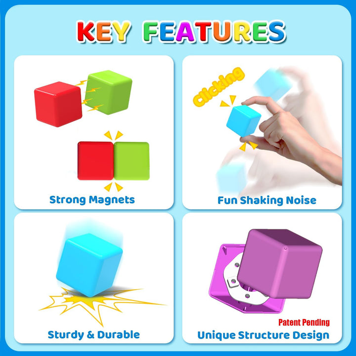 Pairez Toys Magnetische Bausteine, 1,65 Zoll grosse magnetische Stapelwürfel für Kleinkinder, sensor