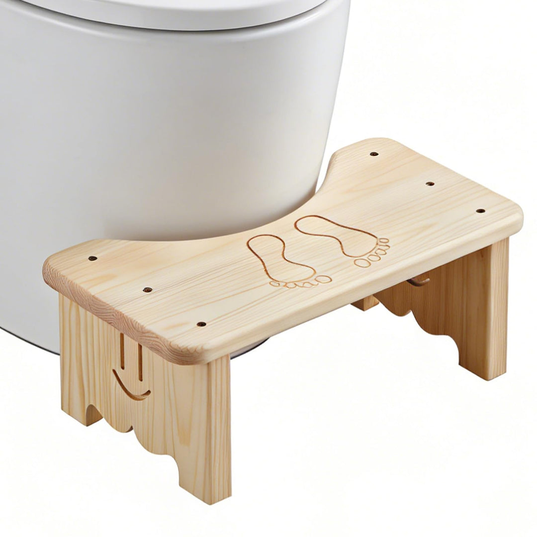 Toilettenhocker aus Holz für Erwachsene, Rutschfester Fussbank, Ergonomischer WC Hocker für Badezimm