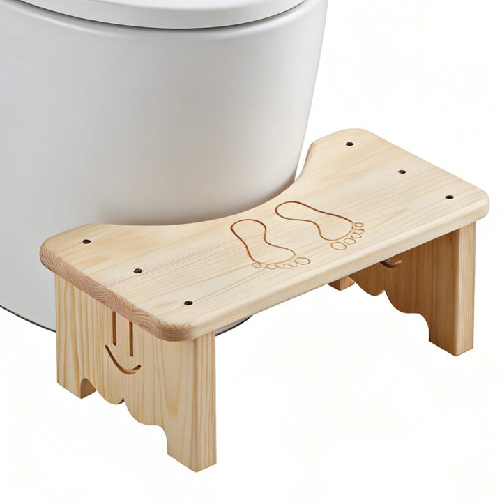 Toilettenhocker aus Holz für Erwachsene, Rutschfester Fussbank, Ergonomischer WC Hocker für Badezimm