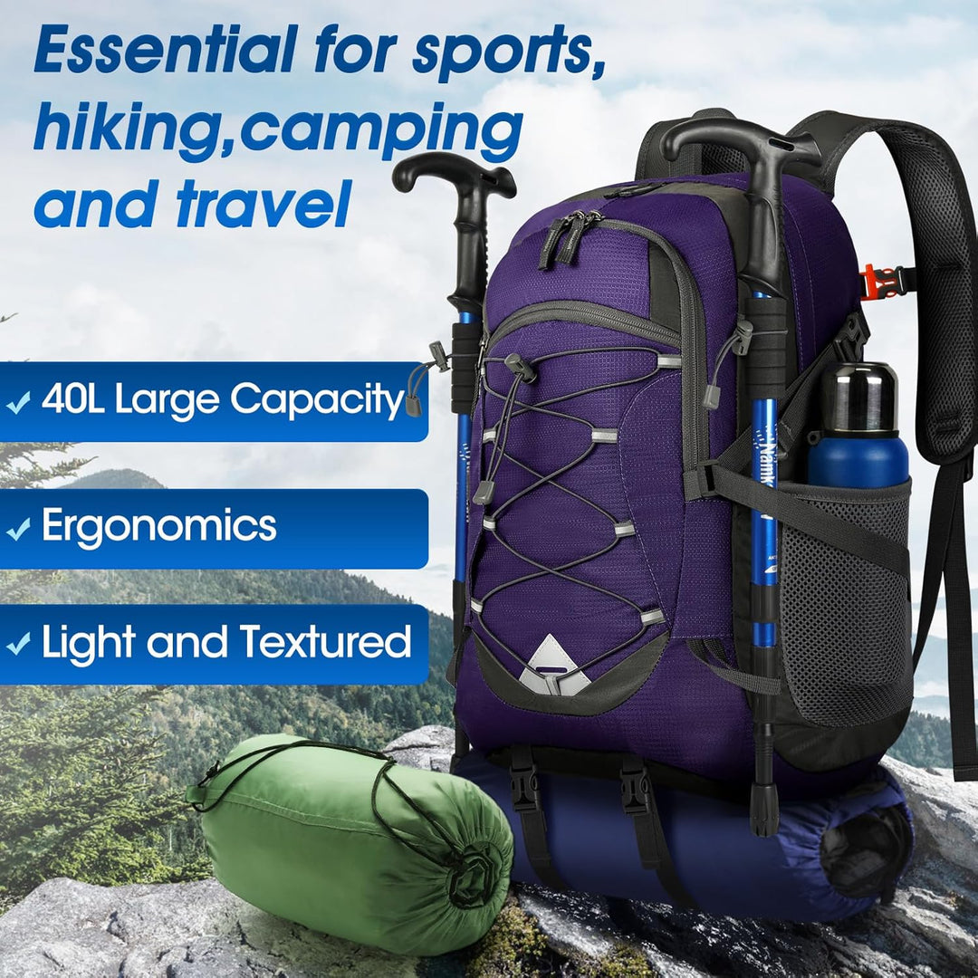 IGOLUMON Wanderrucksack Herren Damen 40L Wasserdichter Rucksack Leicht Faltbarer Reiserucksack Trekk