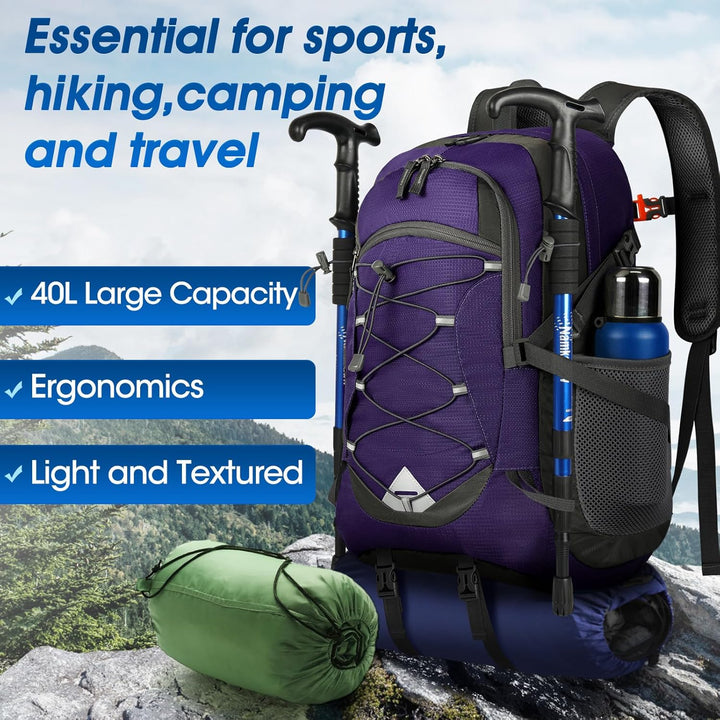 IGOLUMON Wanderrucksack Herren Damen 40L Wasserdichter Rucksack Leicht Faltbarer Reiserucksack Trekk