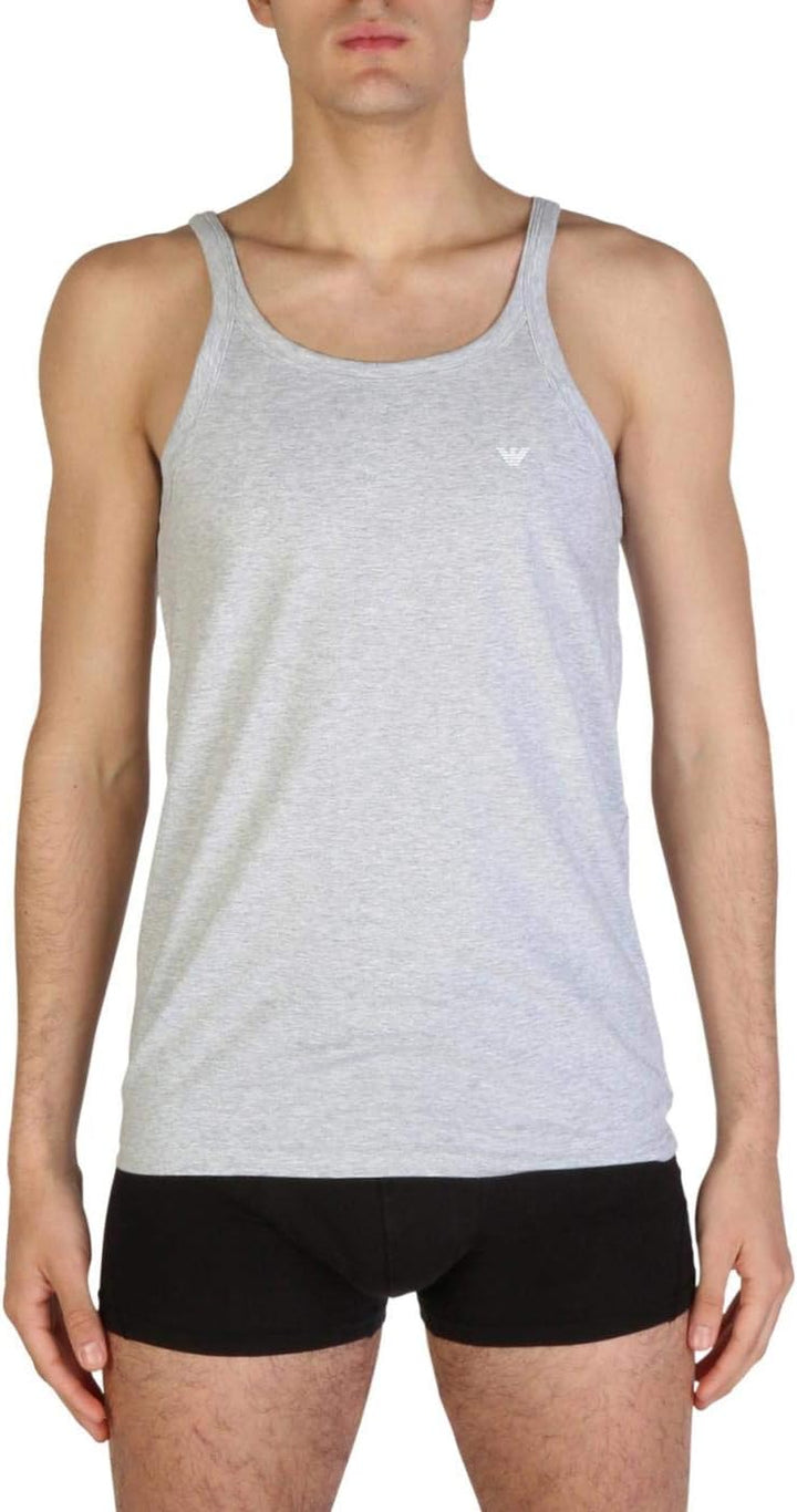 Emporio Armani Herren Schlafanzugoberteil (2er Pack), Black/Grey Melange