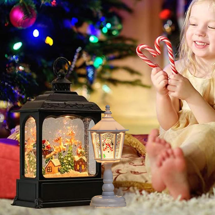 Christmas Schneekugel Laterne,Wirbelnder Glitzer Schneekugel Licht | Drehende Weihnachtslaterne Deko
