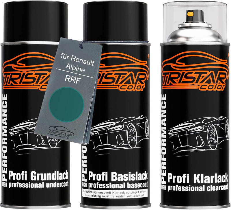 TRISTARcolor Autolack Spraydosen Set für Renault/Alpine RRF Bleu Zanzibar Perl Grundlack Basislack K