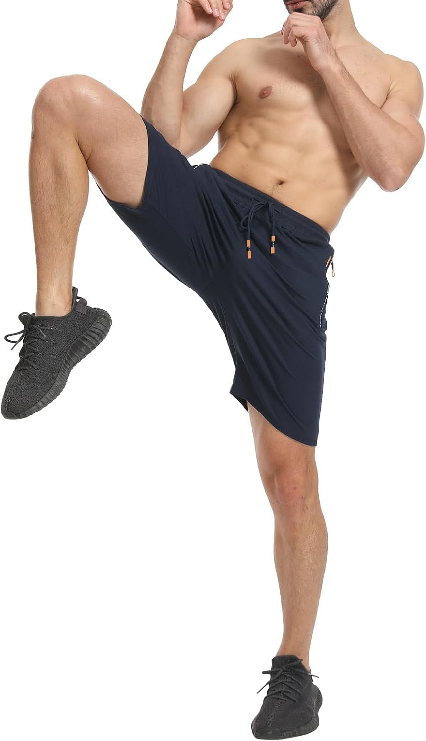 JustSun Herren Shorts Kurze Sporthose Baumwolle Stretchstoff mit Reissverschluss S B Blau, S B Blau
