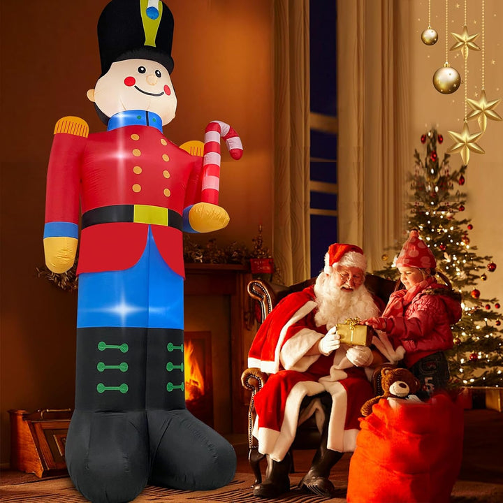 Danxilu 3,6m Aufblasbarer Nussknacker Soldat mit Zuckerstange Weihnachts Dekoration für Draussen Ein