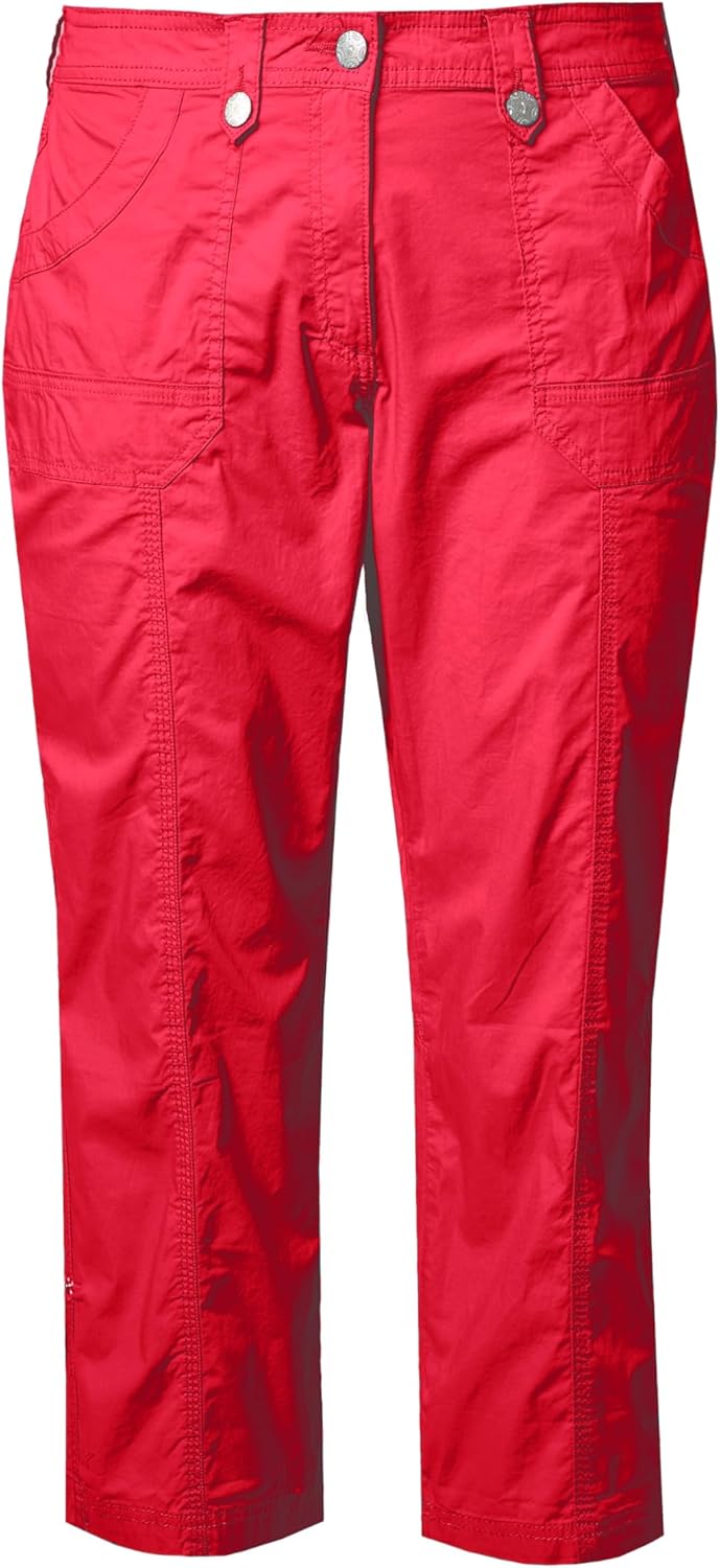 Ulla Popken Damen grosse Grössen Cargohose mit Krempelbein Hose, rot, 52