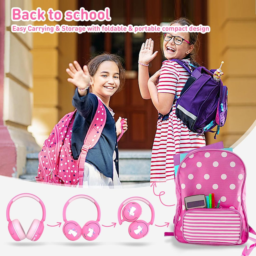 Bluetooth Kopfhörer Kinder, Kabellose KinderKopfhörer mit Mikrofon, 40H Wiedergabe, 74/85/94dB Einst