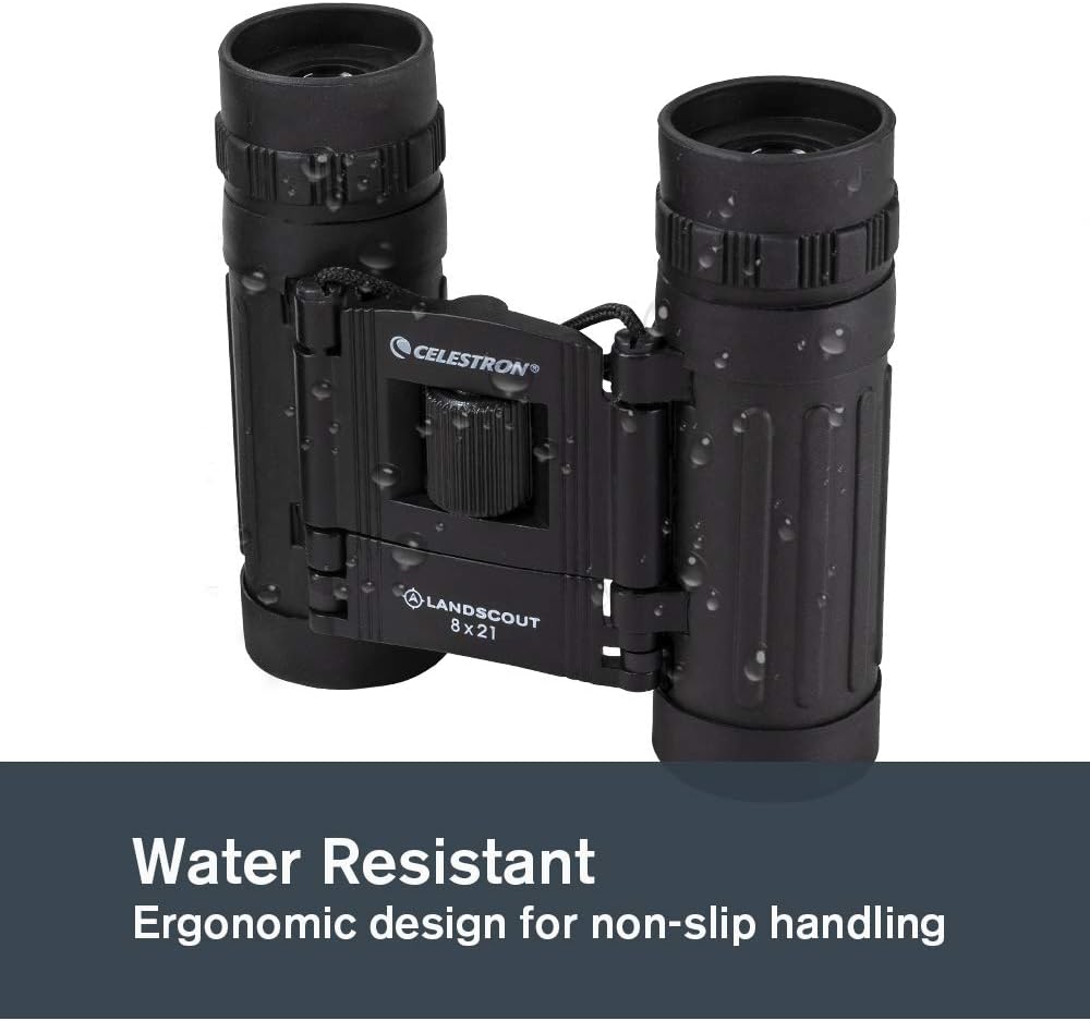 Celestron 72350 LandScout 8x21mm Water-Resistant Roof Prism Binoculars with Rubber Grip Surface, Coa